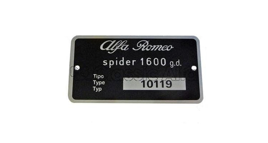 101-624 TYPE PLATE SERIES RHD GIULIA SPIDER NORMALE 101 19