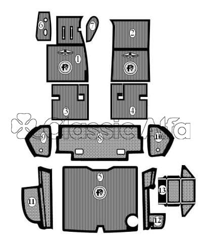 2600-250 COMPLETE LHD INTERIOR MAT SET - 2000/2600 SPIDER