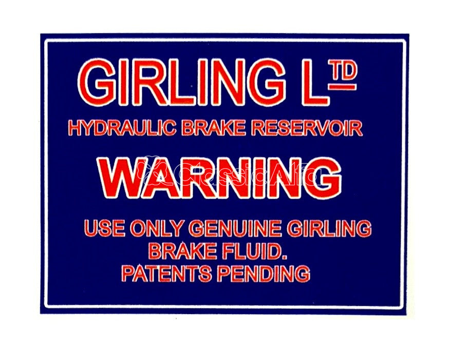 750-298/1 GIRLING BRAKE FLUID DECAL - EARLY 750 SERIES