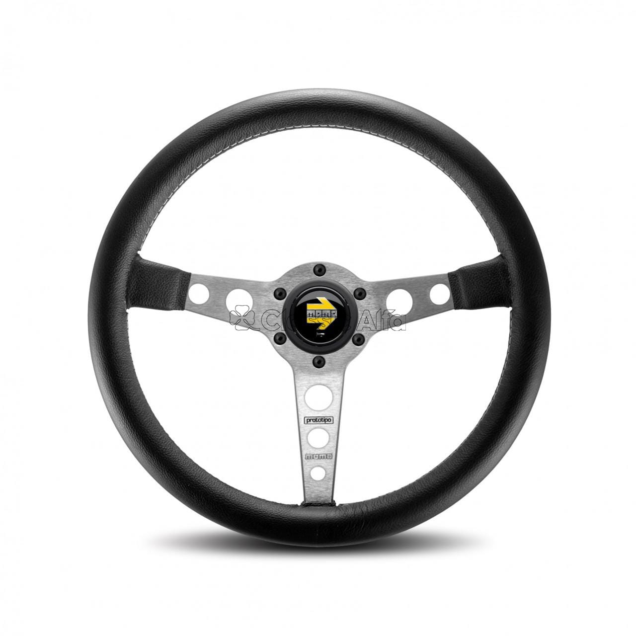 AC077 MOMO PROTOTIPO STEERING WHEEL - BRUSHED SILVER SPOKES