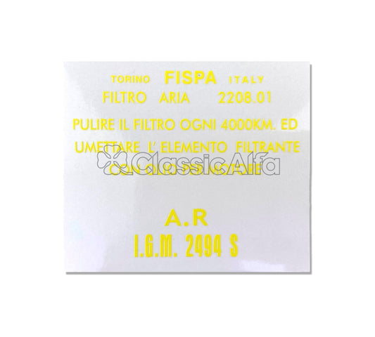 AC145 FISPA AIR FILTER STICKER - A.R I.G.M. 2494 S