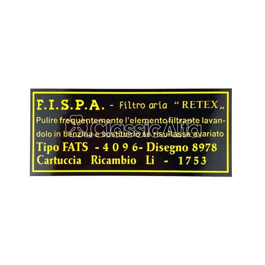 AC174 FISPA AIR FILTER STICKER - VELOCE / SS / SZ