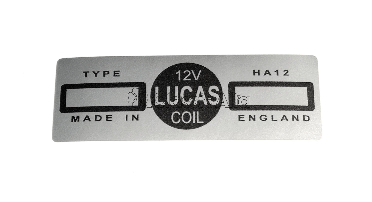 AC308 LUCAS COIL STICKER HA12 12V SILVER