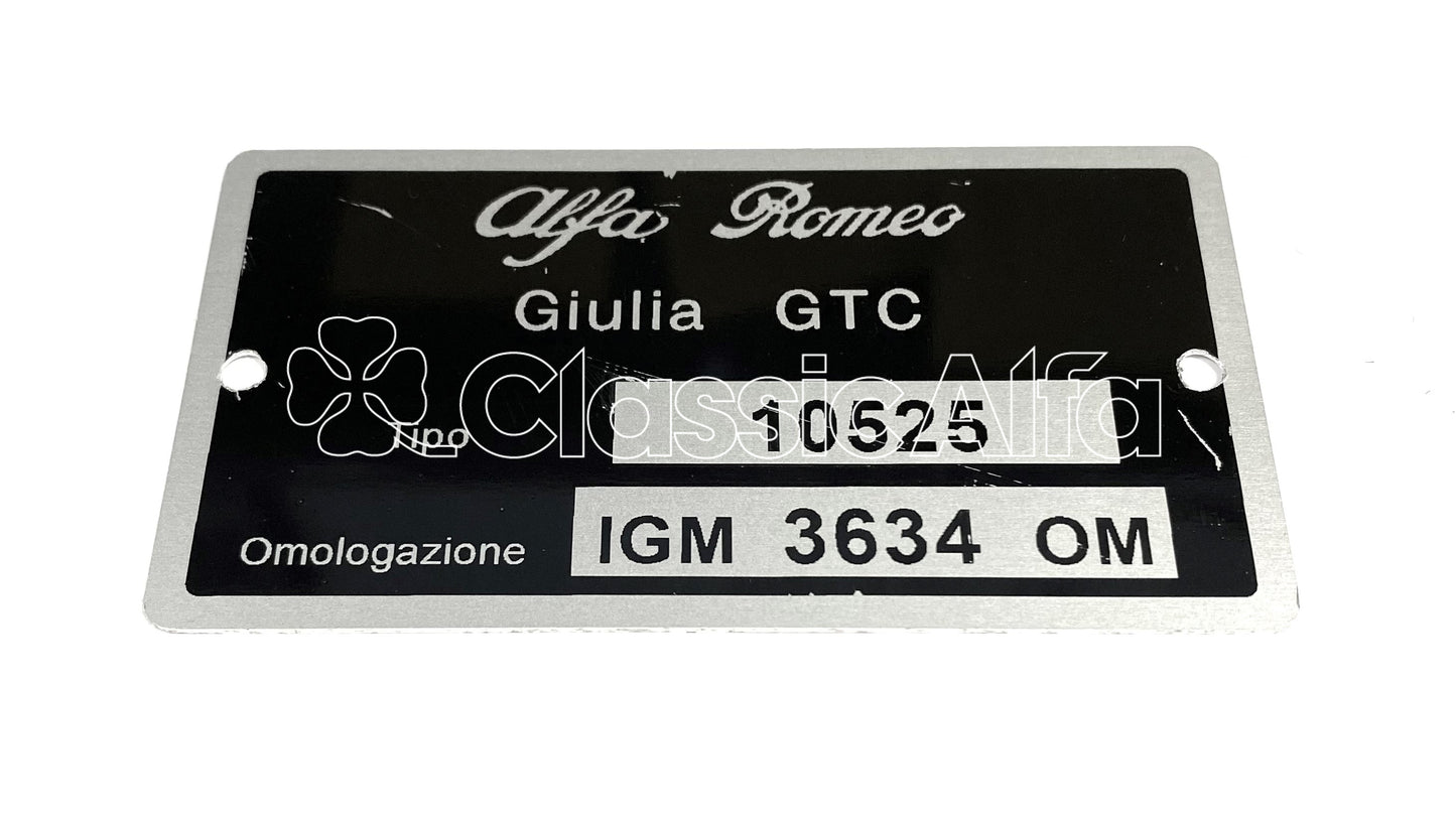 BG068 TYPE PLATE GIULIA GTC LHD 105.25