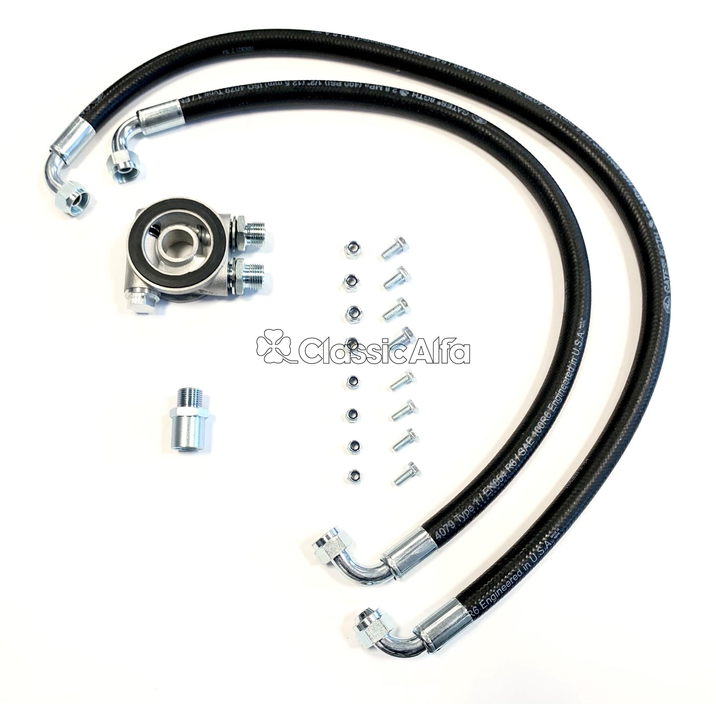 EN574 OIL COOLER THERMOSTATIC SANDWICH PLATE KIT - POST '72 (RUBBER HOSES)