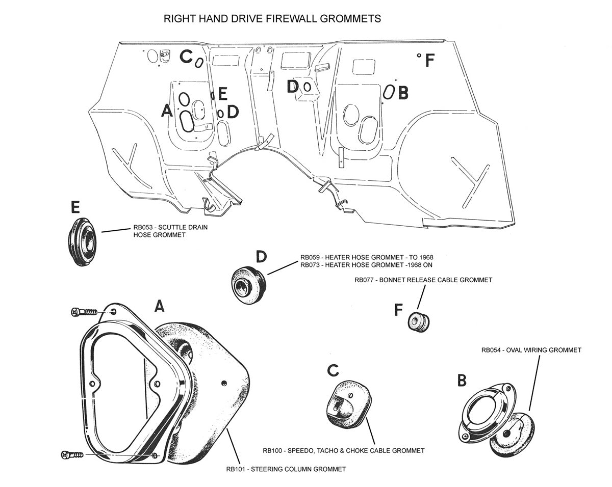 LHD Engine Bay Rubber Parts Diagram
