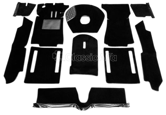 IN 297 PREMIUM BLACK LHD CARPET SET FOR SPIDER ROUNDTAIL 1966-69