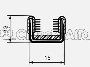 750-254 GIULIETTA WINDOW CHANNEL FELT 15MM 750 & 101