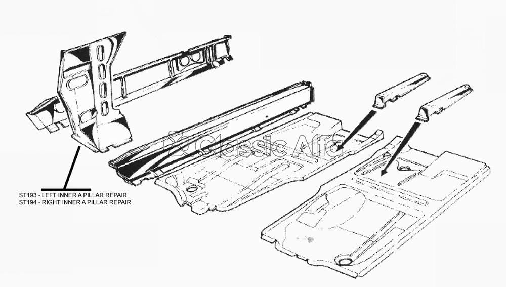 ST194 RIGHT INNER A PILLAR REPAIR SECTION - ALL SPIDERS 1966-93