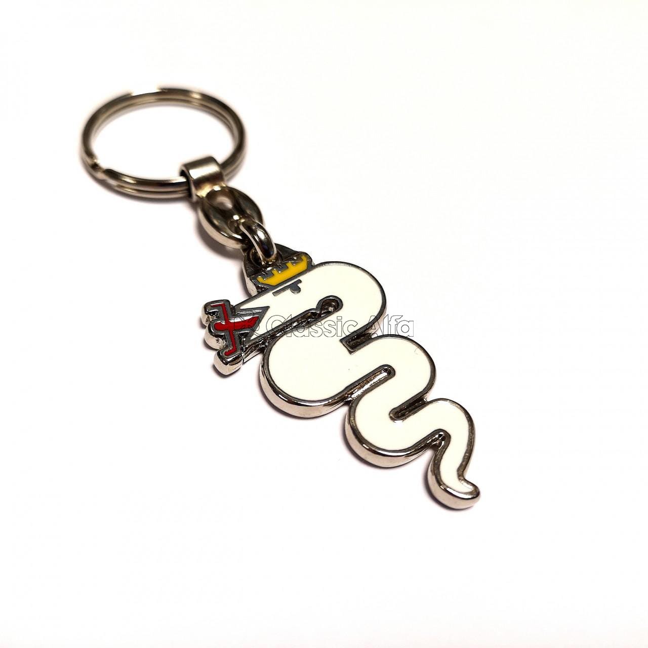 AC010 ENAMEL SERPENT KEYRING WHITE