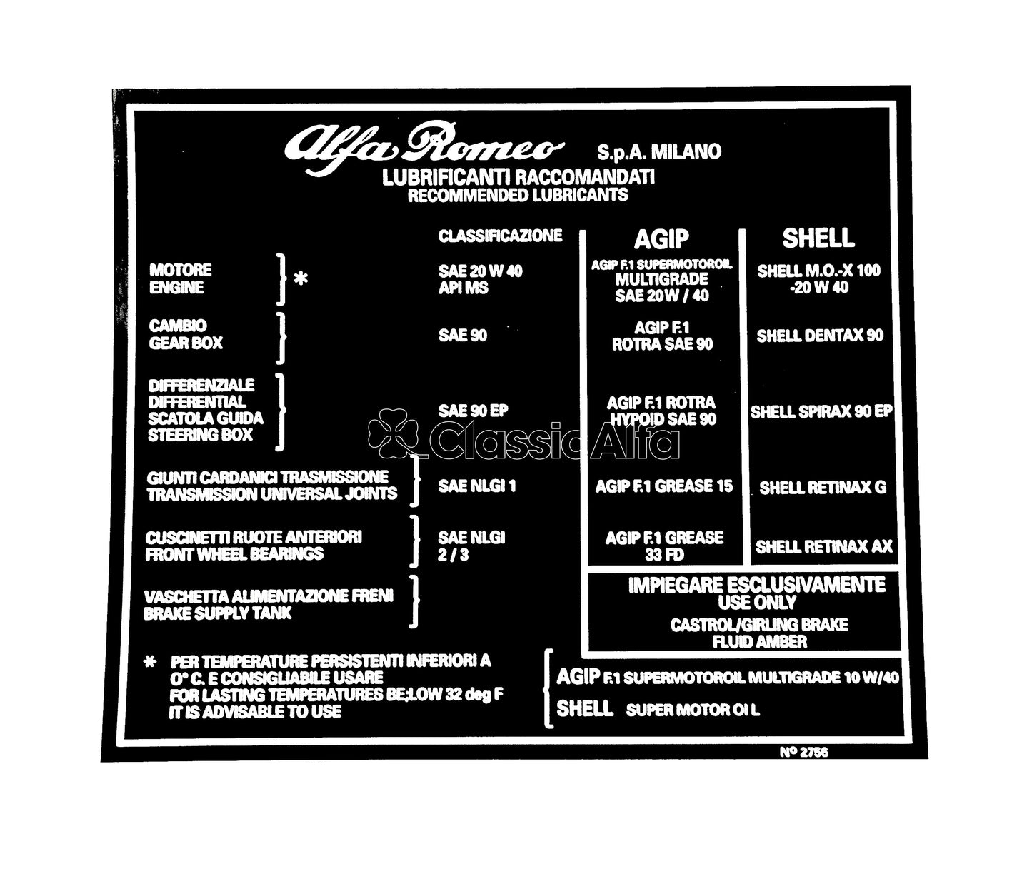 AC042 LUBRICANTS STICKER - BLACK