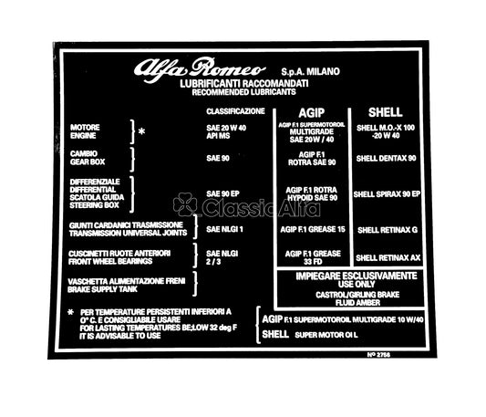 AC042 LUBRICANTS STICKER - BLACK