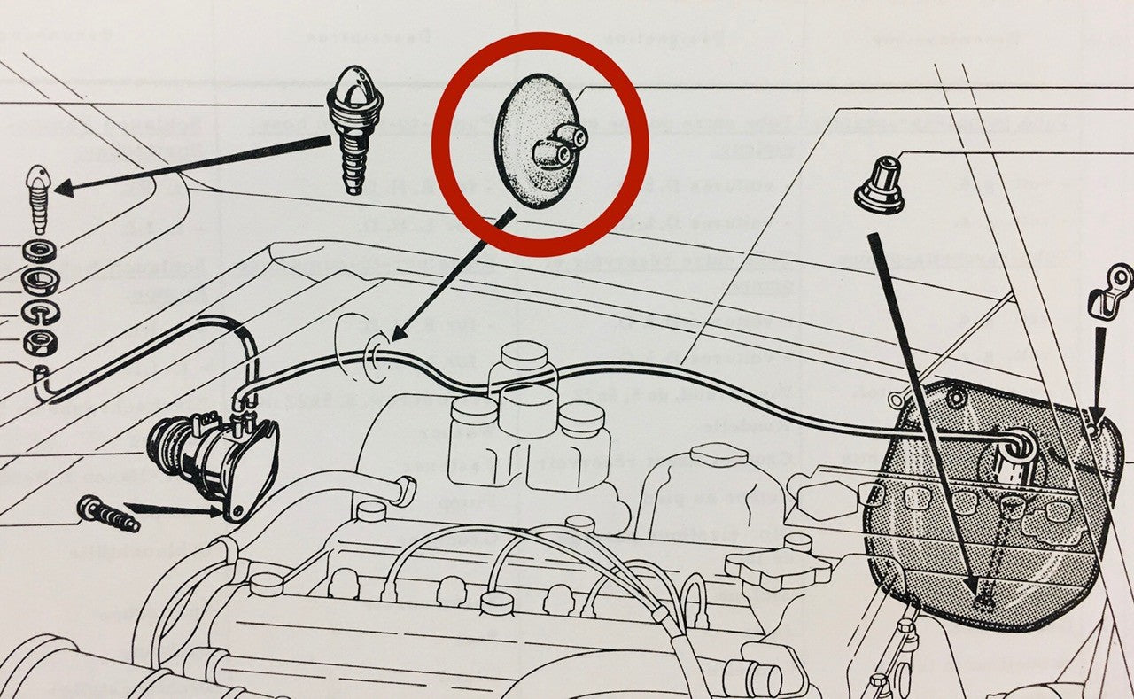 RB133 GTV & GT WIPER MOTOR CABLE & WASHER HOSE GROMMET