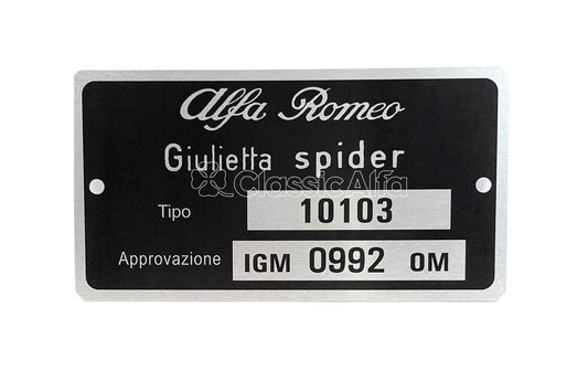 101-620  TYPE PLATE SERIES SPIDER NORMALE 101.03