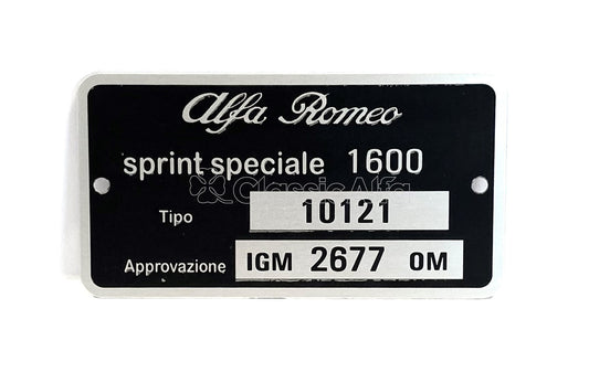 101-626  GIULIA 1600 SPRINT SPECIALE TYPE PLATE 101.21
