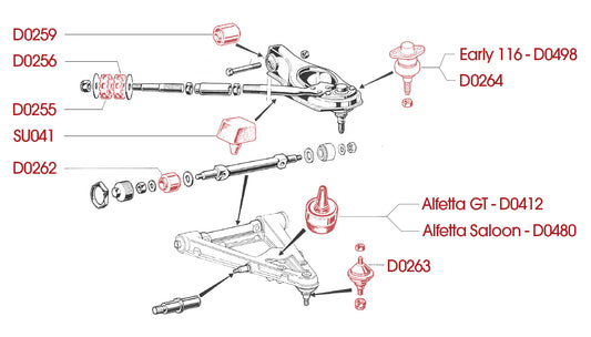 116 & 75 FRONT SUSPENSION DIAGRAM