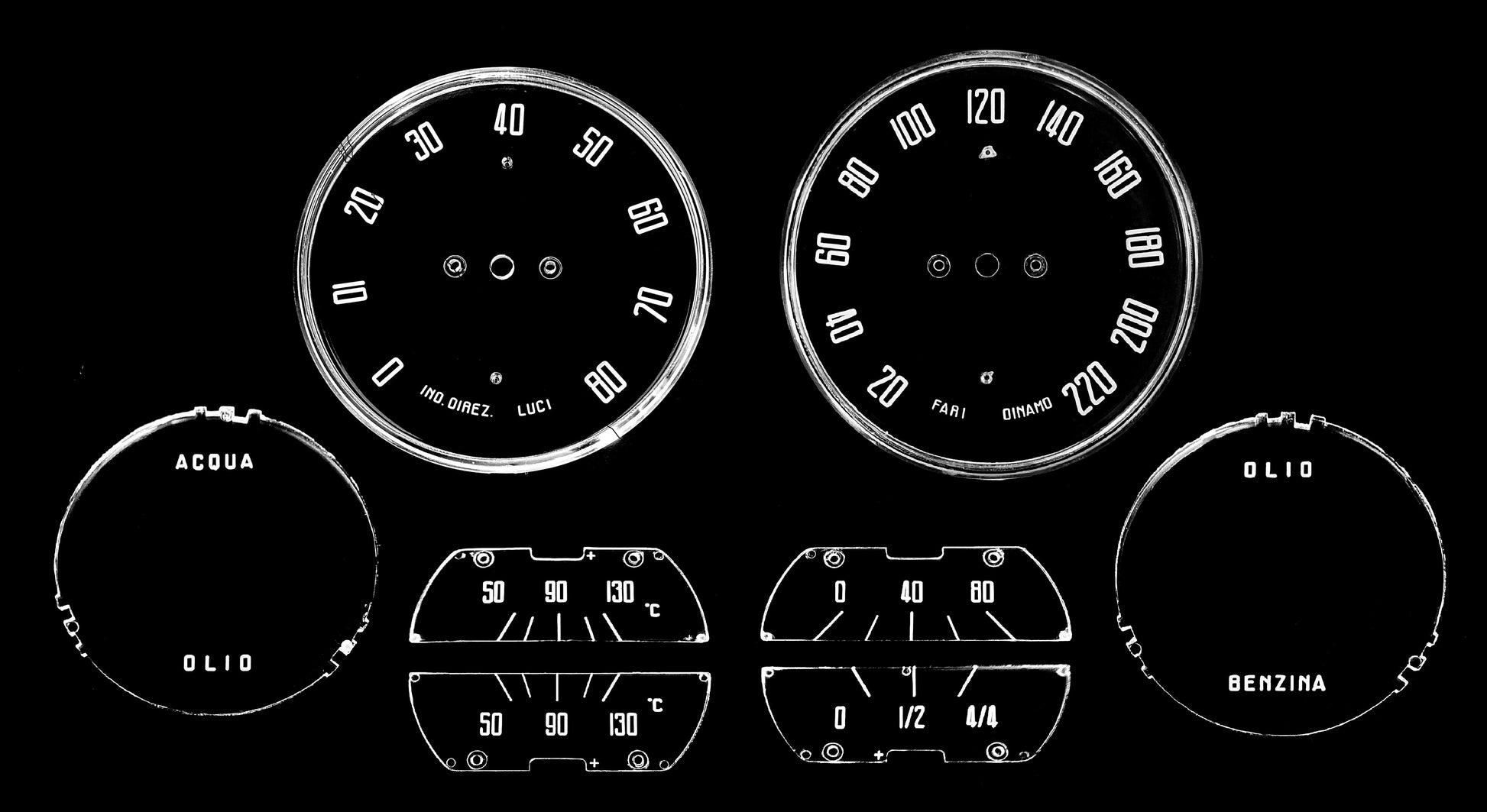 1900/102-116 GAUGE LENS SET 2000 CARS KM/H