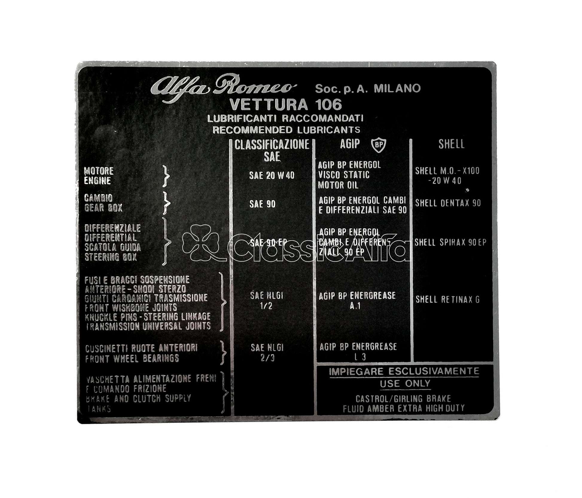 2600-079 LUBRICANT STICKER 2600 (106) MODELS