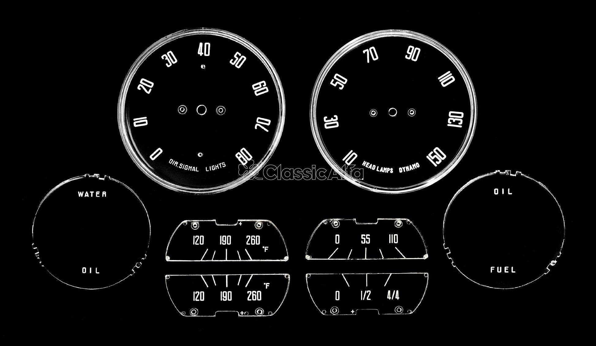 2600-227 GAUGE LENS SET 2600 CARS MPH