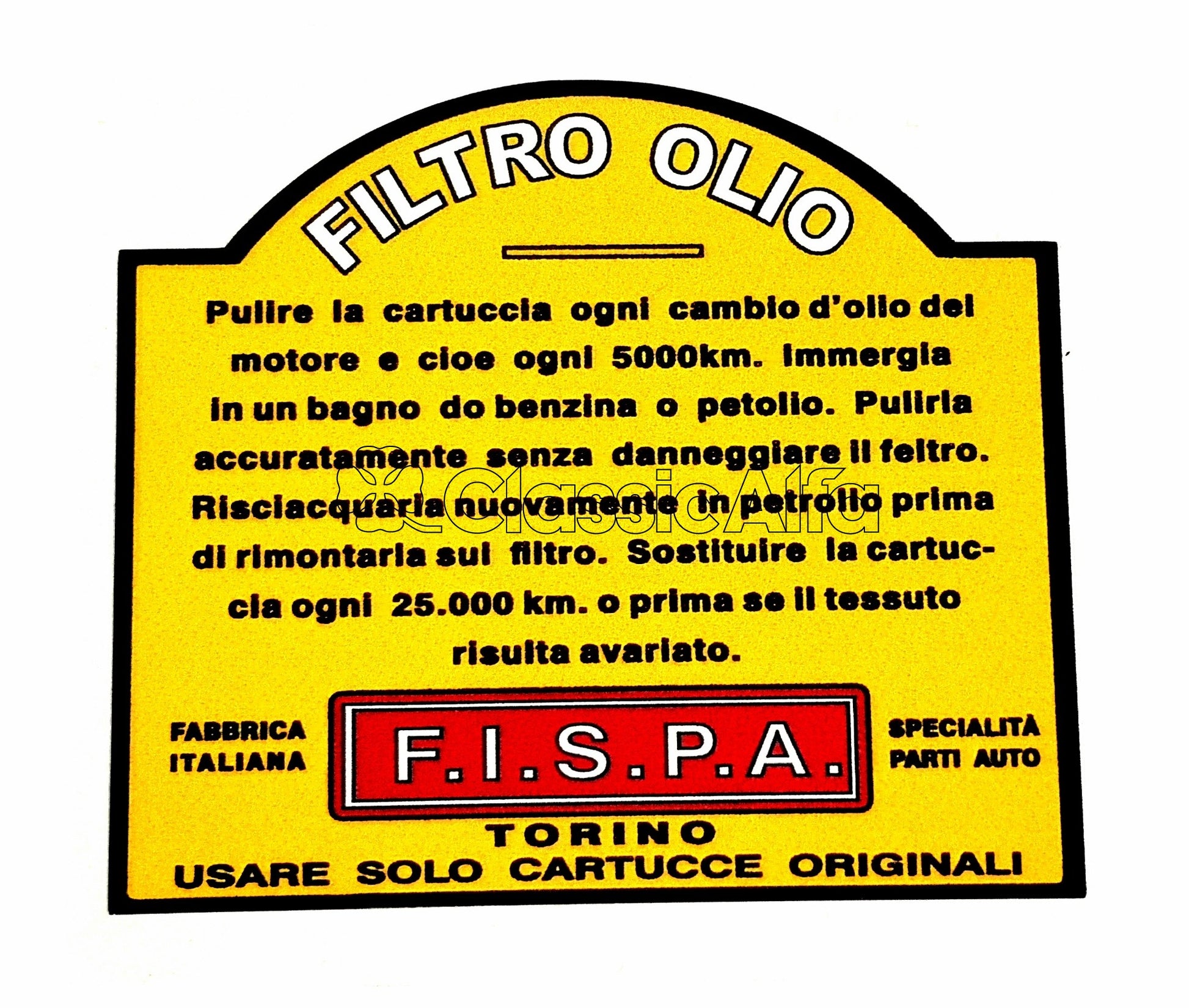 750-319 OIL FILTER DECAL FISPA