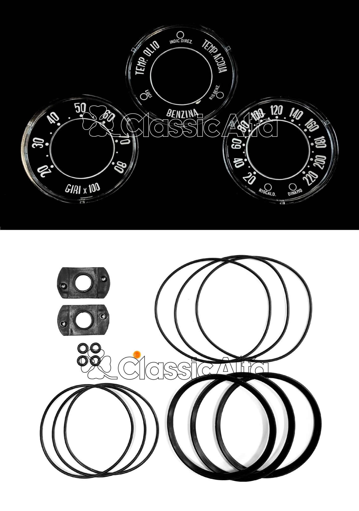 750-704/1 SET OF INSTRUMENT INSERTS KM/H - 750 & 101 SERIES VELOCE 1300cc