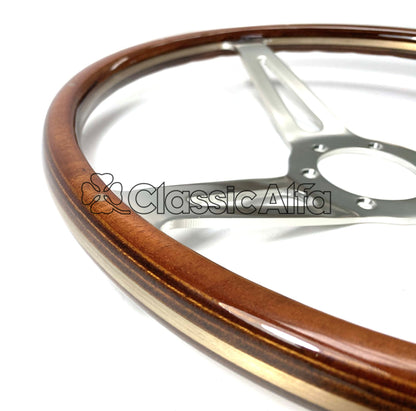 AC019 WOODEN CLASSICO STYLE STEERING WHEEL 38CM