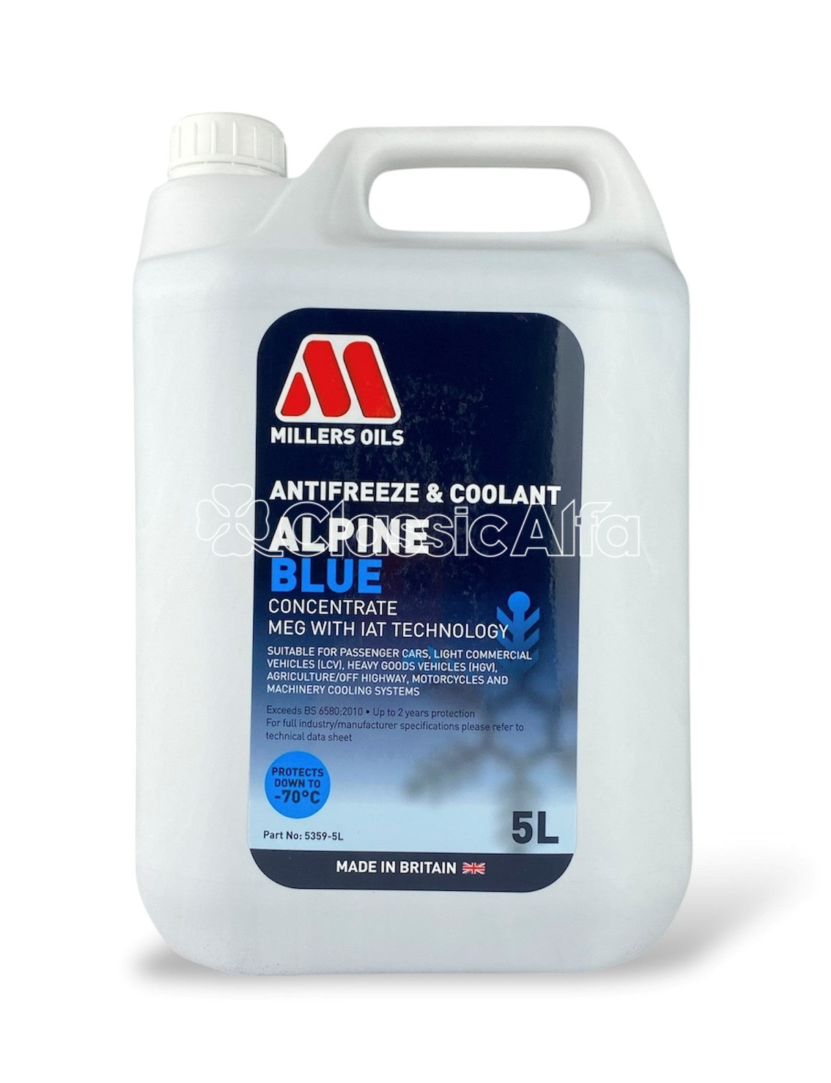 AC134 MILLERS ANTIFREEZE & COOLANT - ALPINE BLUE CONCENTRATE - 5L