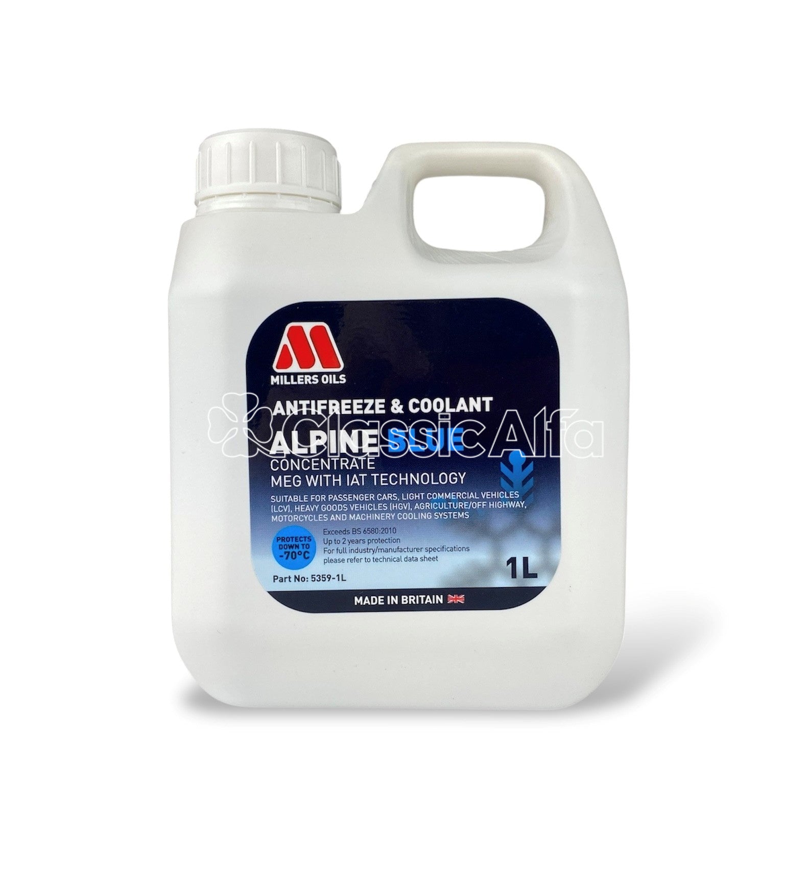 AC135 MILLERS ANTIFREEZE & COOLANT - ALPINE BLUE CONCENTRATE - 1L ...