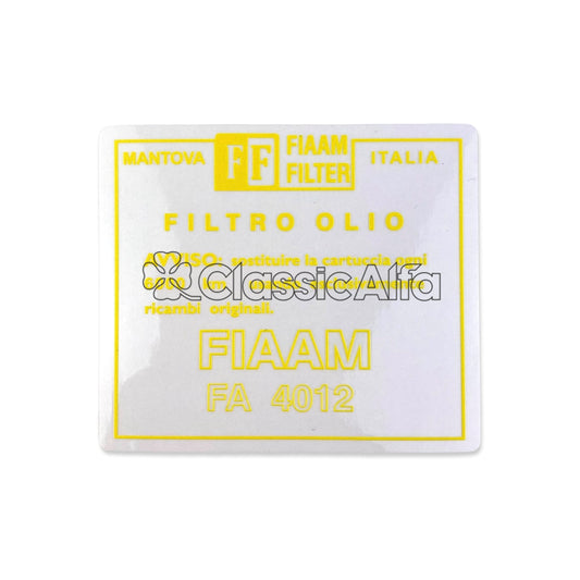 AC144 FIAAM OIL FILTER STICKER - FA 4012