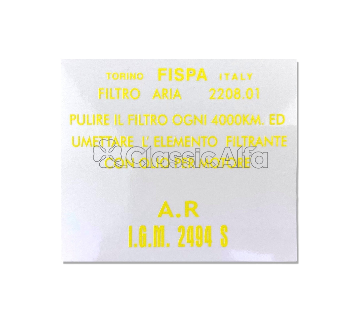AC145 FISPA AIR FILTER STICKER - A.R I.G.M. 2494 S