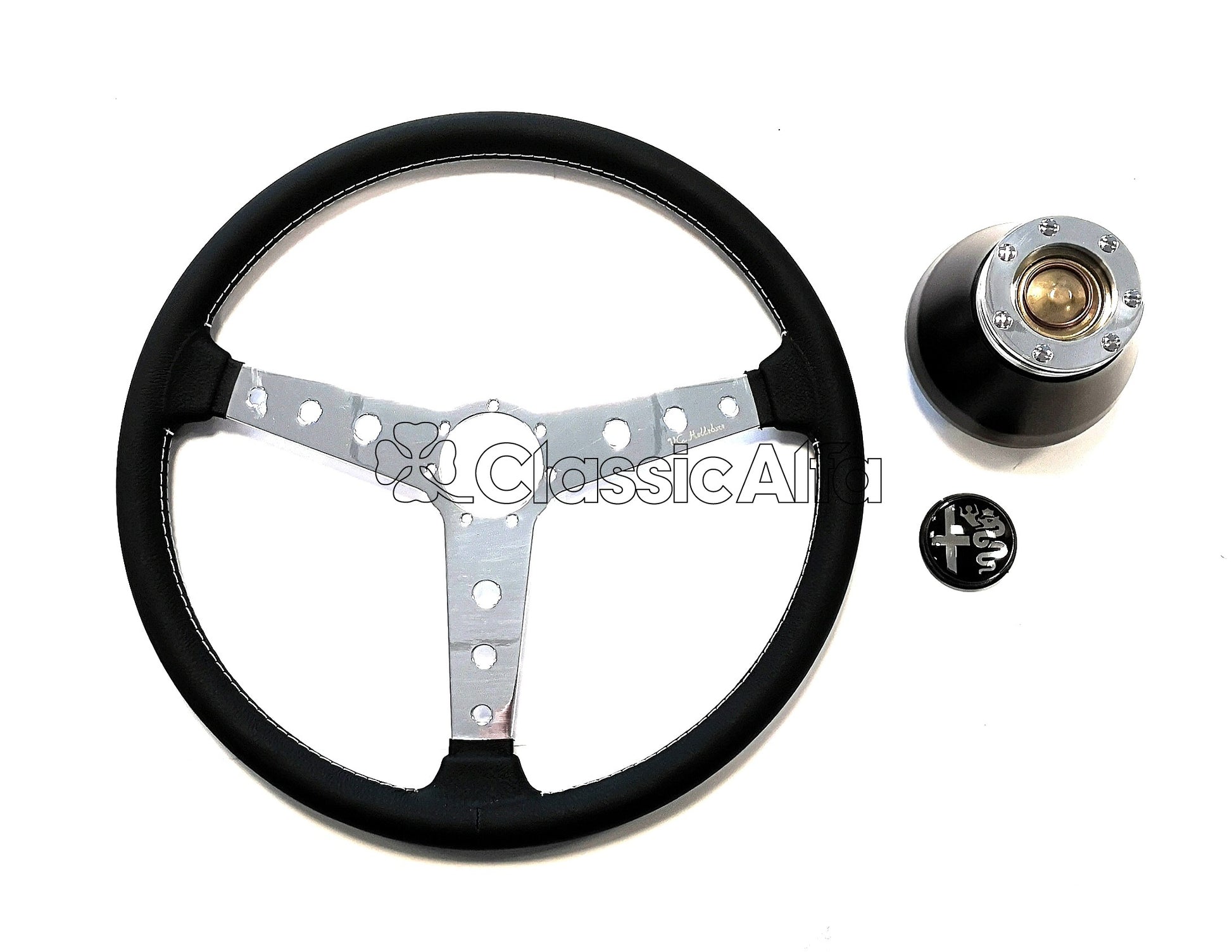 AC159 GTA LEATHER HELLEBORE STEERING WHEEL+ HUB