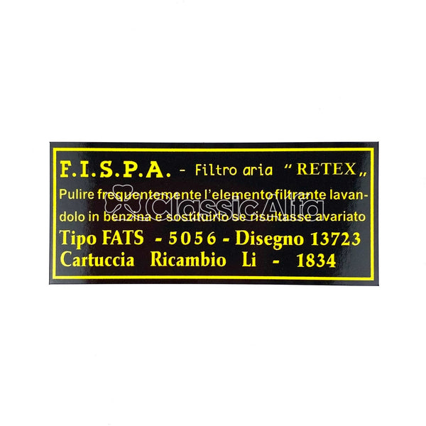 AC172 FISPA AIR FILTER STICKER - BERLINA & T.I.