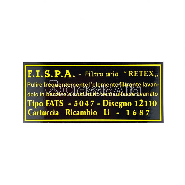 AC173 FISPA AIR FILTER STICKER - SPRINT & SPIDER NORMALE