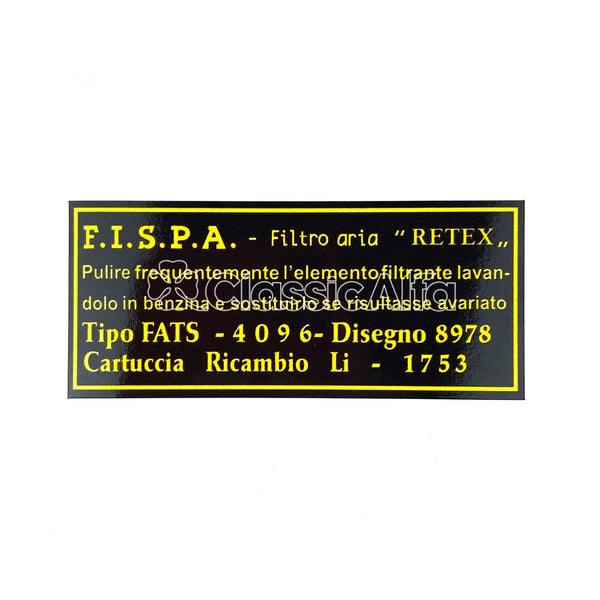 AC174 FISPA AIR FILTER STICKER - VELOCE / SS / SZ