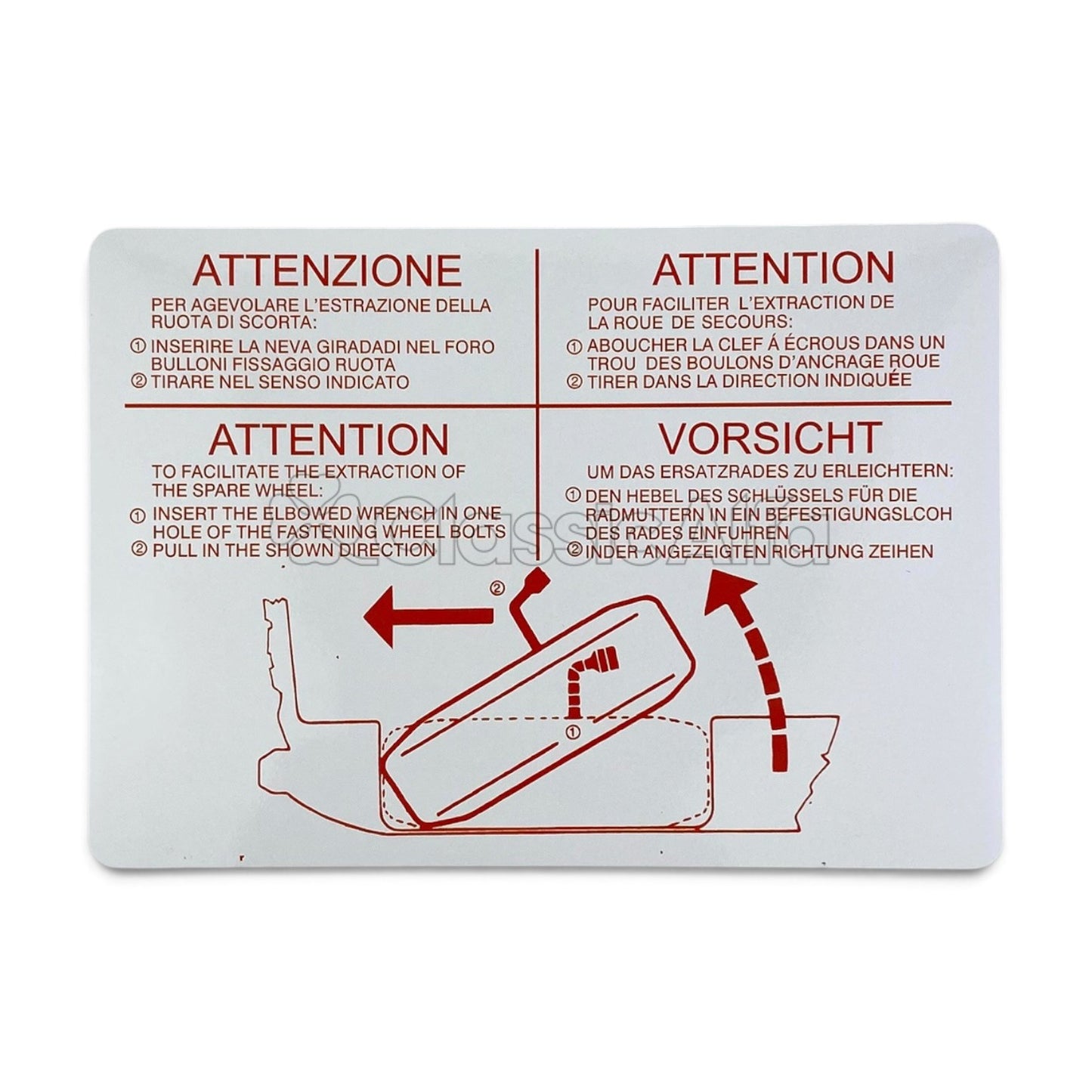 AC182 ATTENZIONE SPARE WHEEL STICKER - 105 & 116
