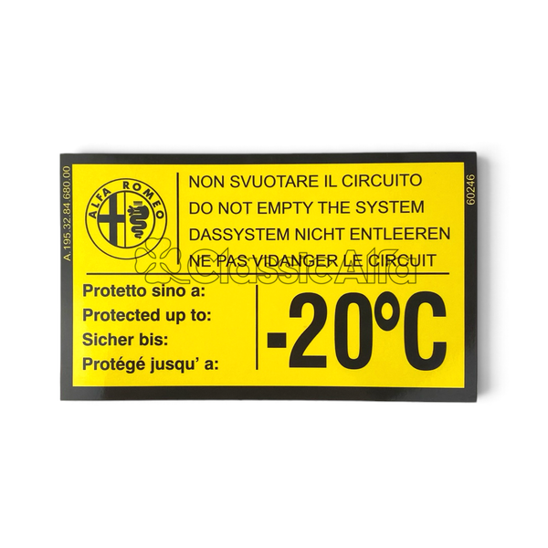 AC184 COOLING SYSTEM WARNING STICKER - 86x50MM