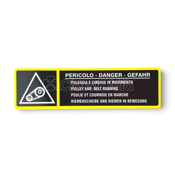 AC186 DANGER PULLEY & BELT RUNNING STICKER - 92x26MM