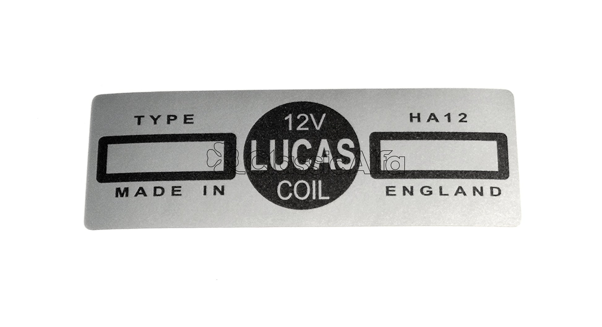 AC308 LUCAS COIL STICKER HA12 12V SILVER