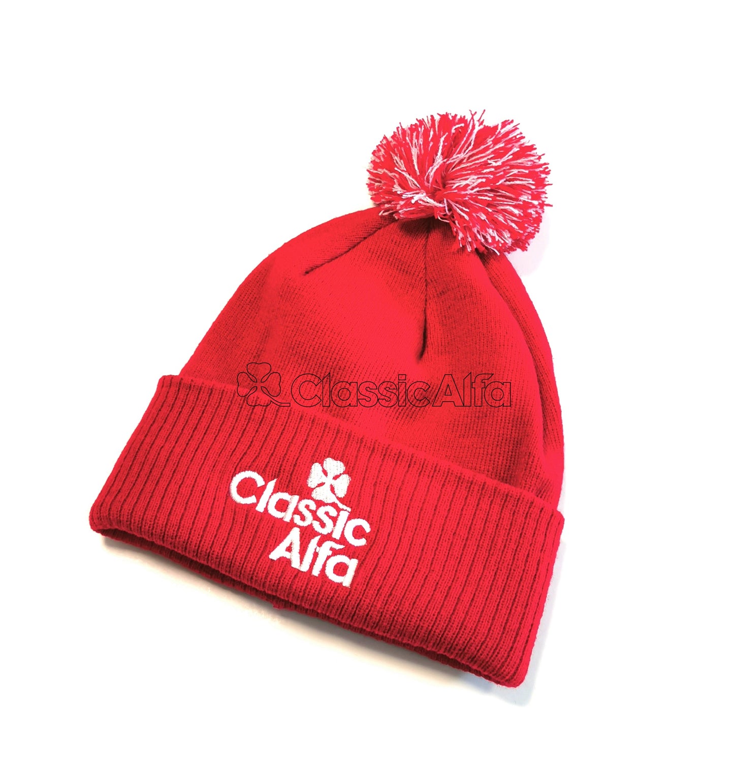 AC507 CLASSIC ALFA BEANIE BOBBLE HAT - RED
