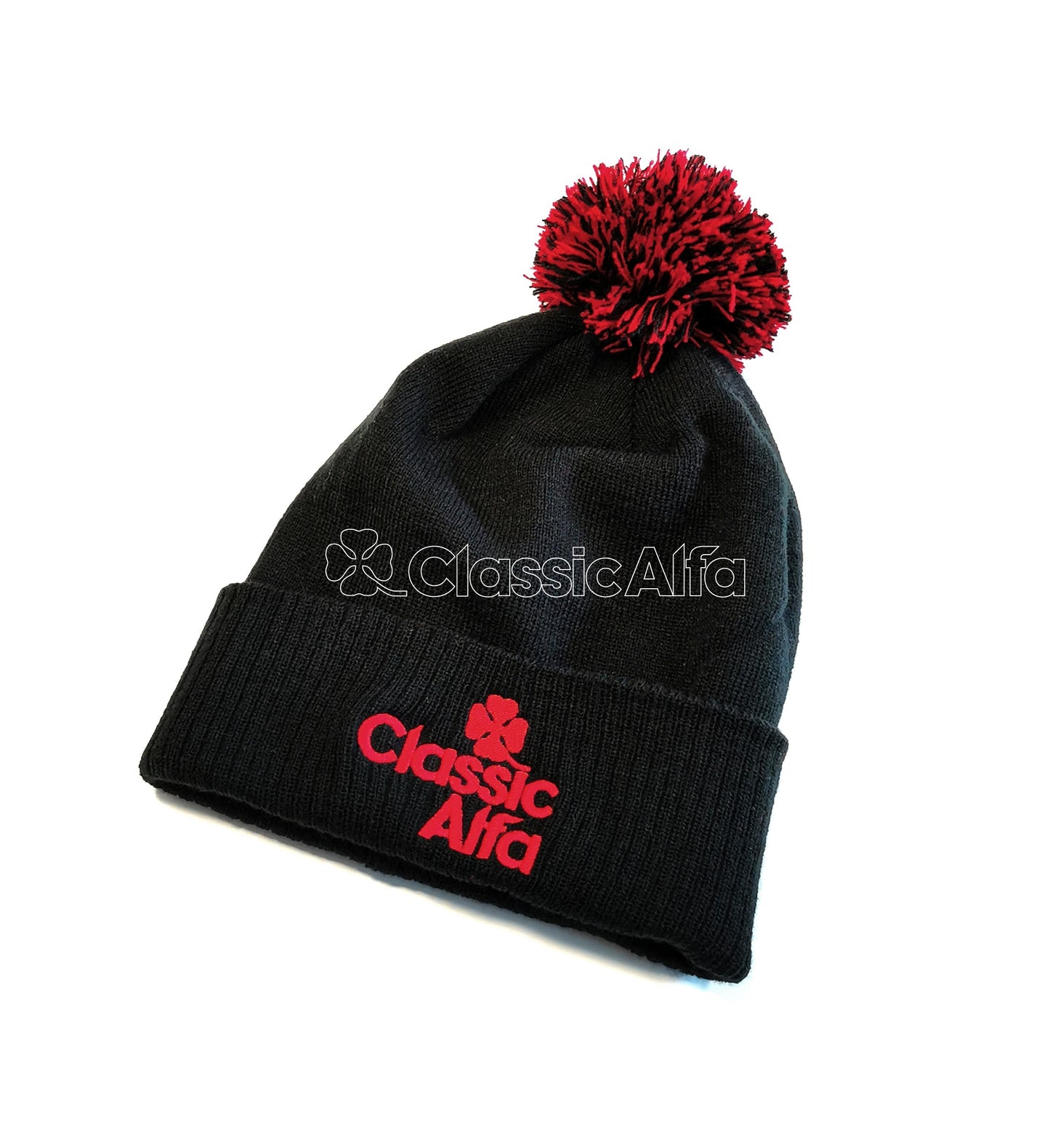 AC508 CLASSIC ALFA BEANIE BOBBLE HAT - BLACK