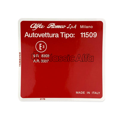 AC634 GIULIA SUPER 1300 TIPO BONNET STICKER 115.09