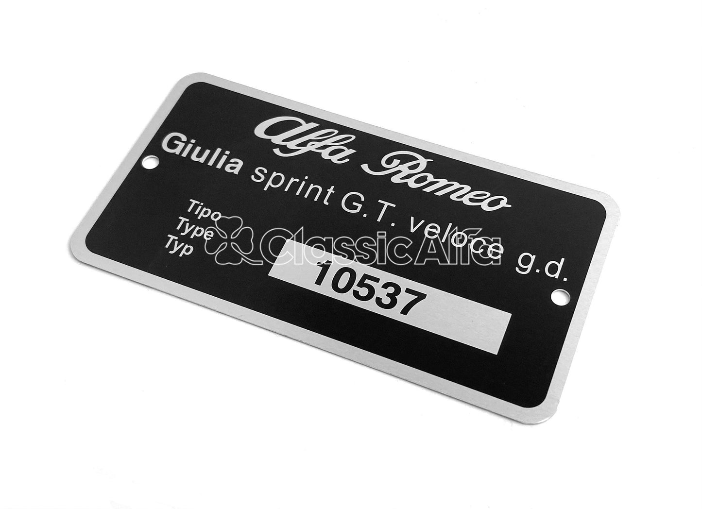 BG094 105.37 RHD GIULIA SPRINT GT VELOCE TYPE PLATE