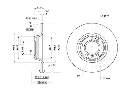 D0158 FRONT BRAKE DISC GTV6 & 75 V6