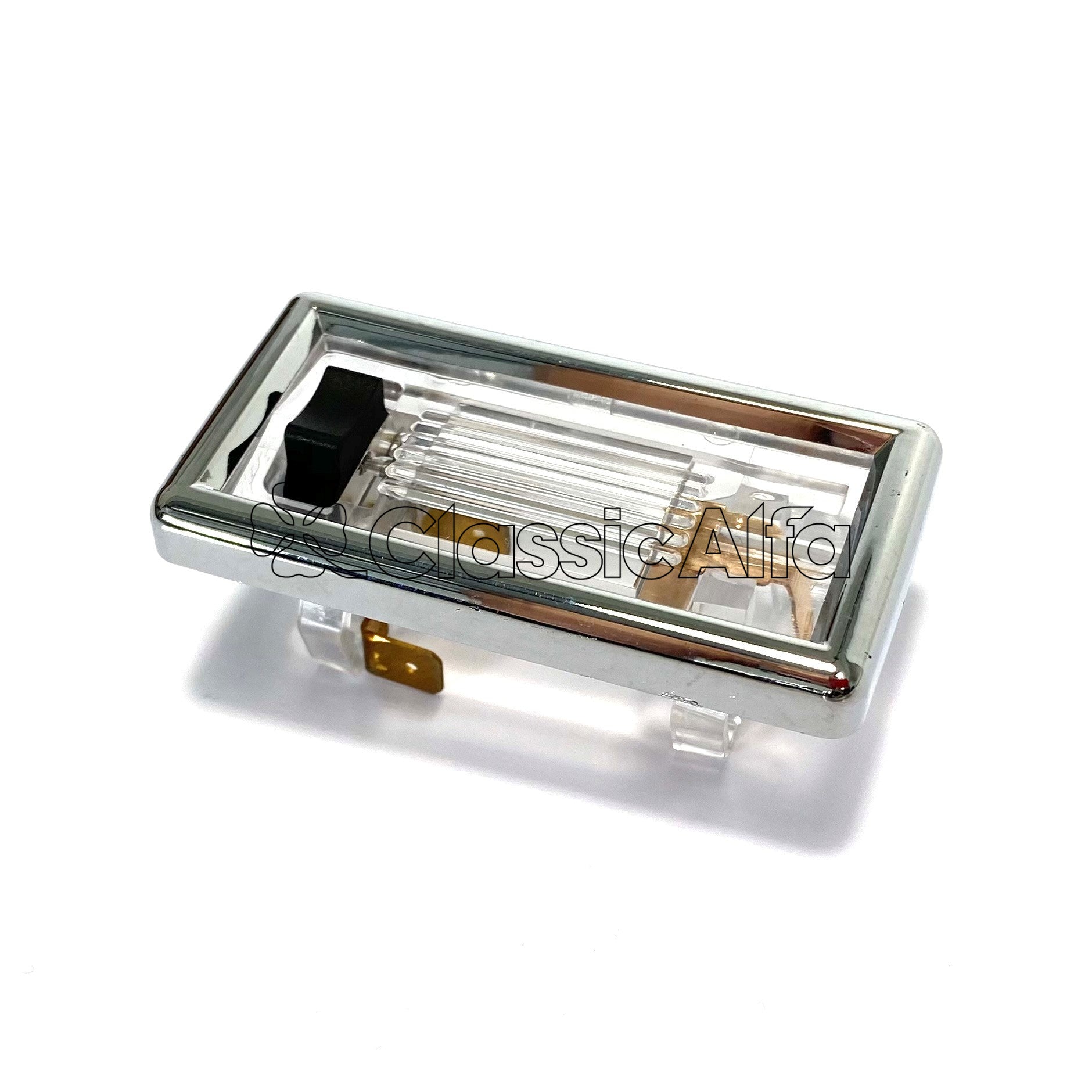 D0435 ALFETTA INTERIOR COURTESY LIGHT UNIT CLEAR LENS CHROME FRAME