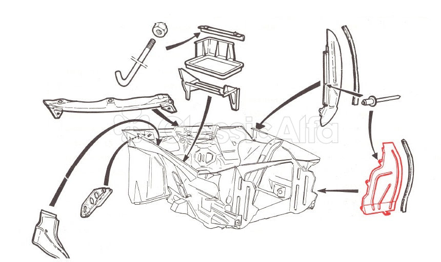D0439 ALFETTA GTV FRONT LEFT SPLASH PANEL