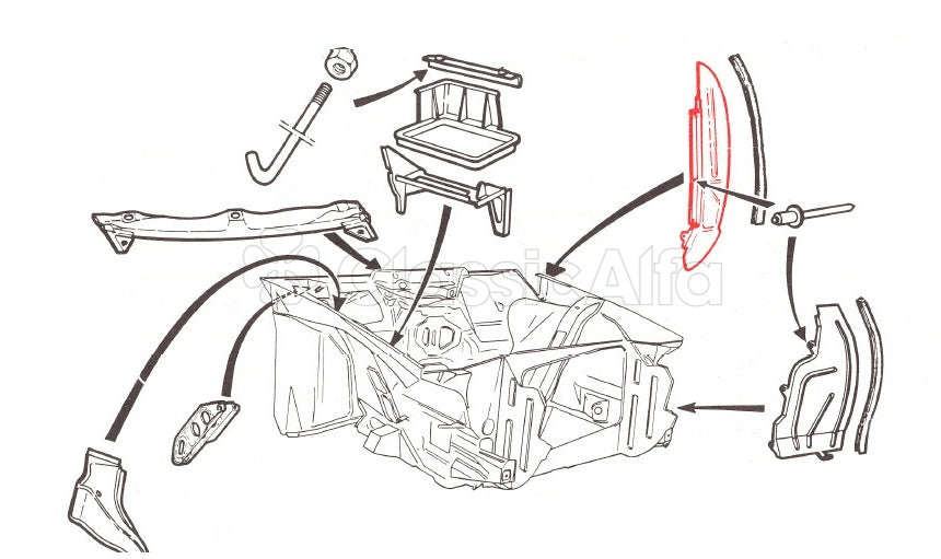 D0442 ALFETTA GTV REAR RIGHT SPLASH PANEL