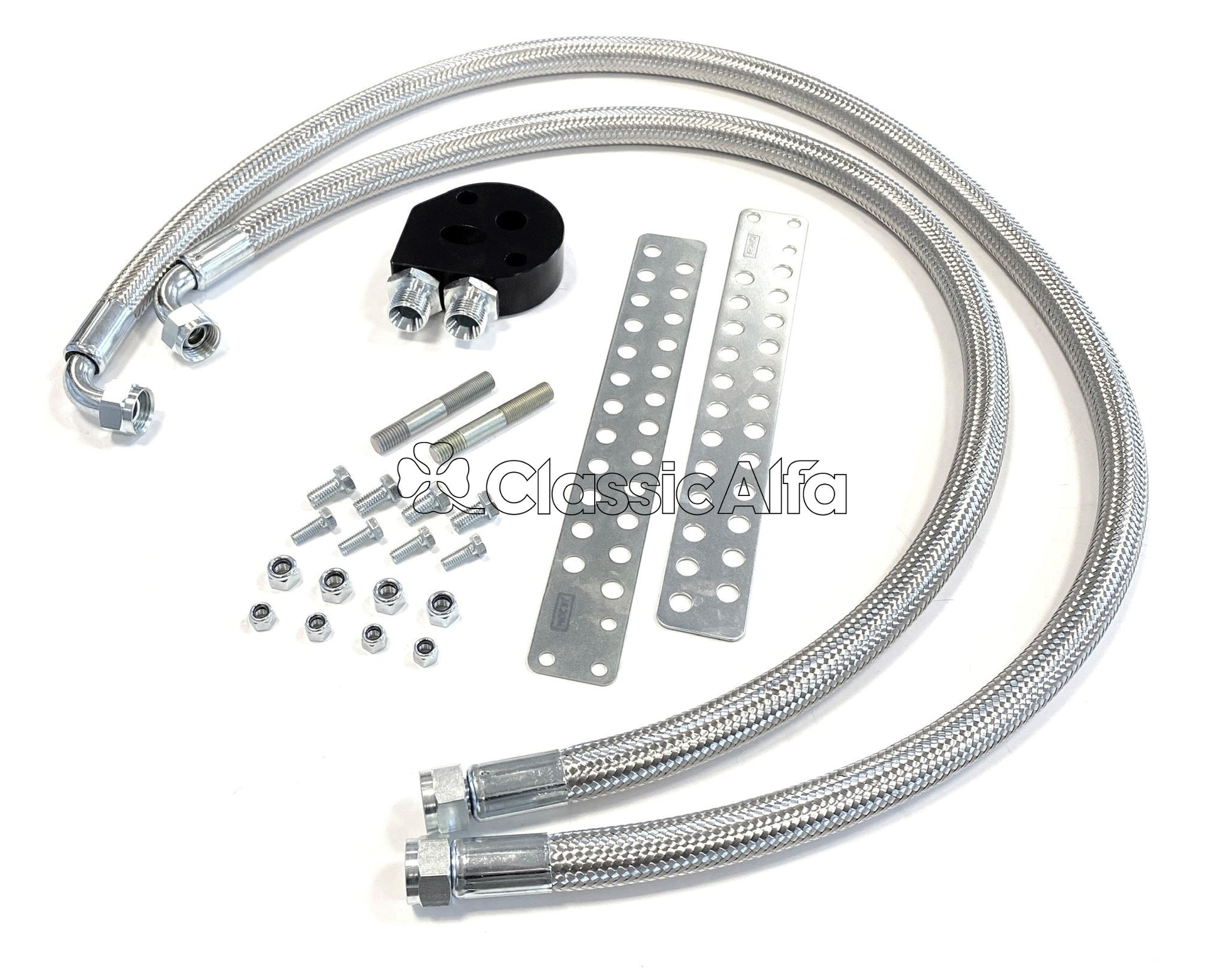 EN572S OIL SANDWICH PLATE KIT - PRE '72 CARS (BRAIDED STEEL HOSES)