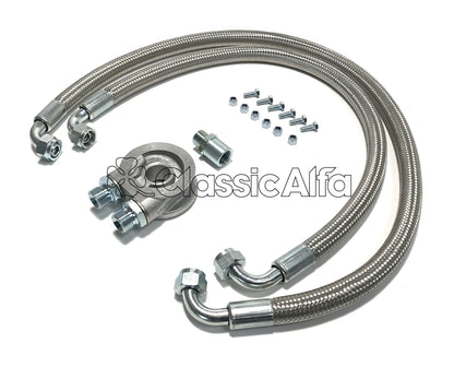 EN573S OIL COOLER SANDWICH PLATE KIT - POST '72 CARS  (BRAIDED STEEL HOSES)