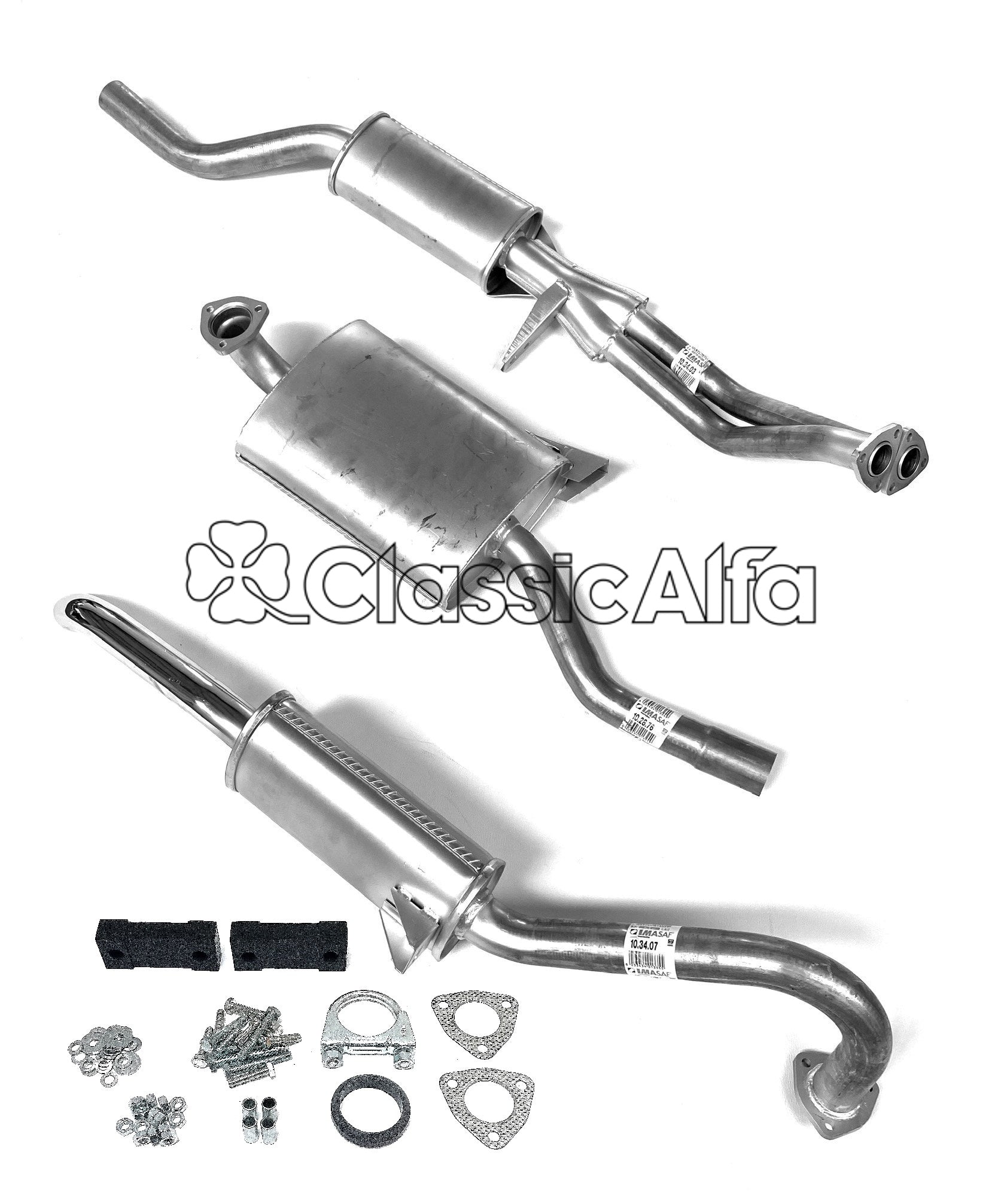 EX002 COMPLETE EXHAUST - SPIDER 1970-86 - NOW WITH FITTING KIT. 