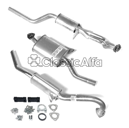 EX004 COMPLETE EXHAUST - ROUNDTAIL SPIDER 1966-69 - NOW WITH FITTING KIT. 